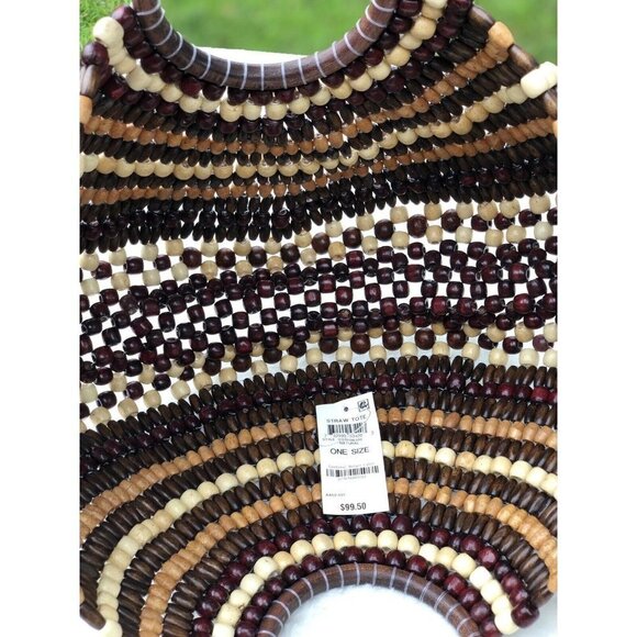 Inc Beaded Tote Multicolor Handbag Brown Beads - Picture 4 of 4